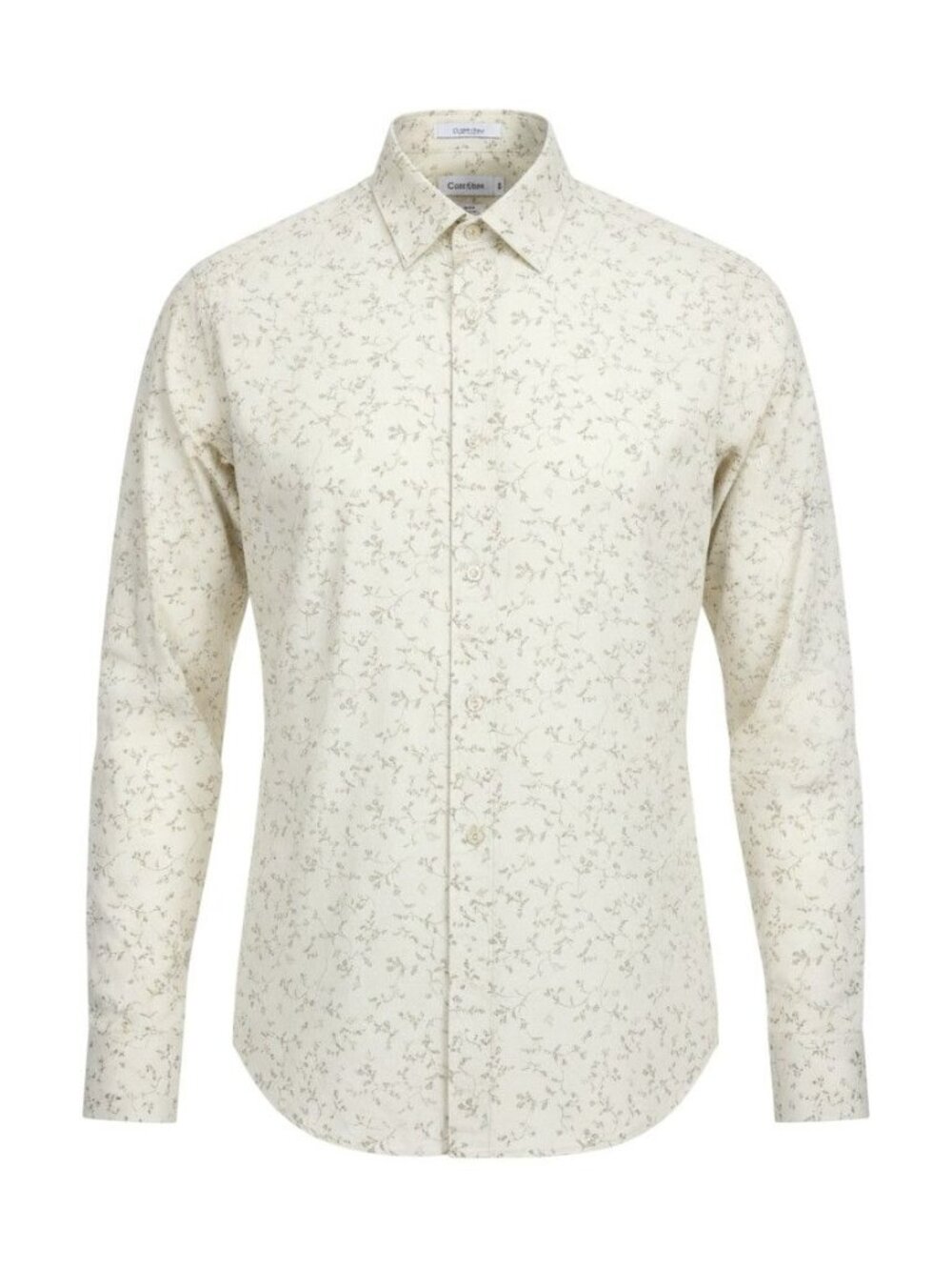 Calvin Klein Mens Slim Fit Floral Dress Shirt In Cream 16.5/34-35 Long Sleeve